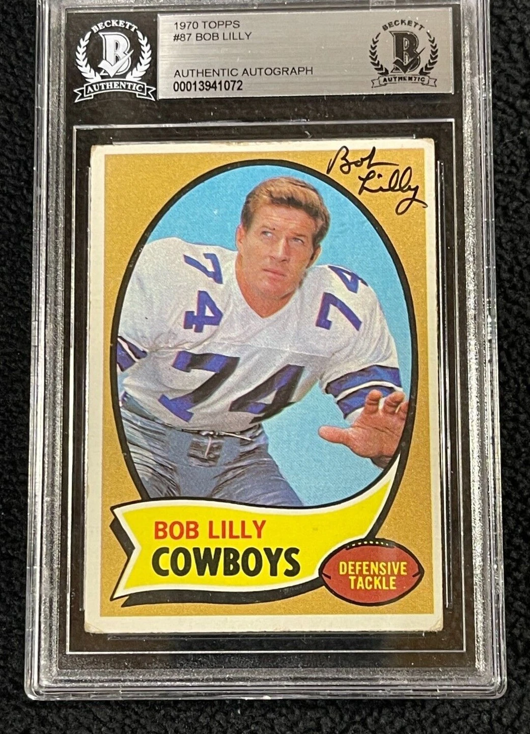 Bob Lily Signed 1970 Topps Card #87 Dallas Cowboys Beckett Certified
