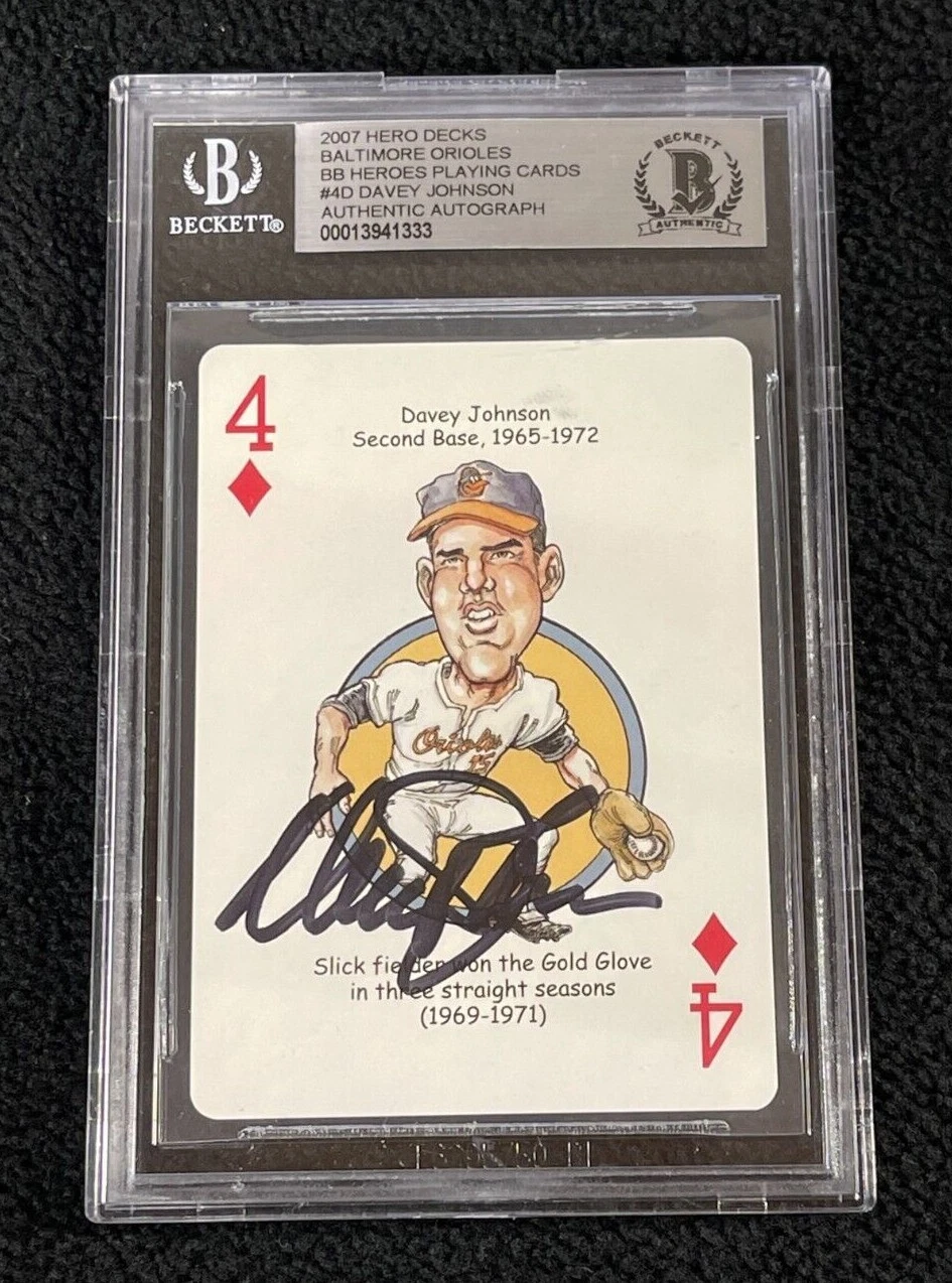 Davey Johnson Signed 2011 Baltimore Orioles Hero Decks Card Beckett Certified
