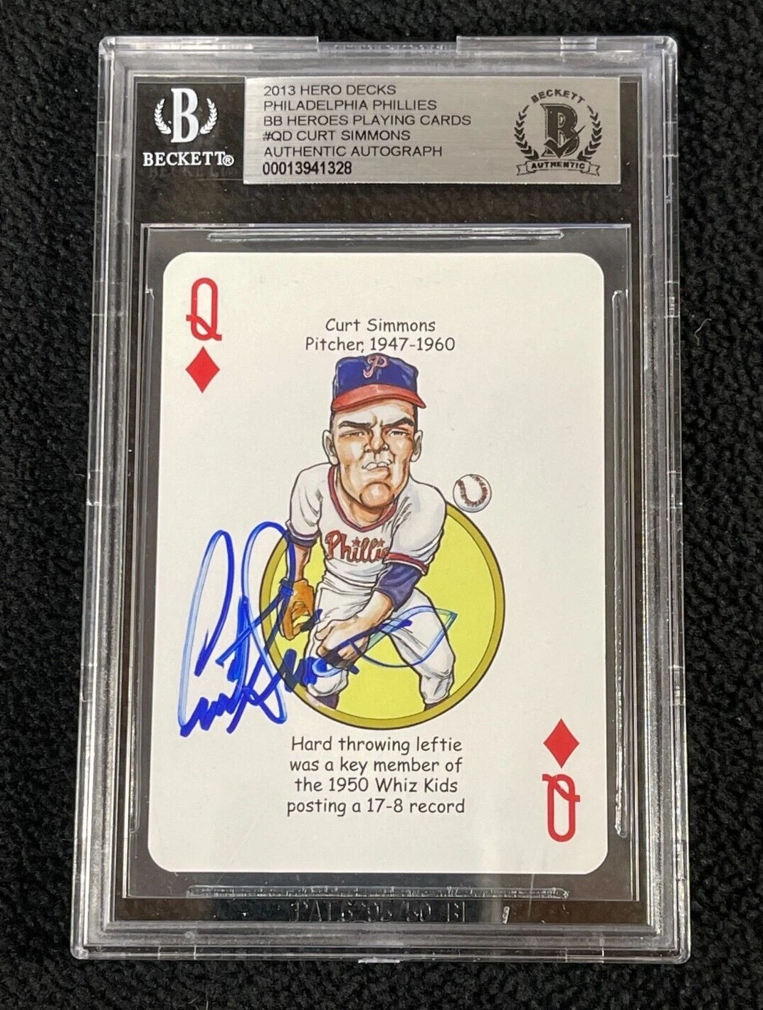 Curt Simmons Signed 2013 Philadelphia Phillies Hero Decks Card Beckett Certified
