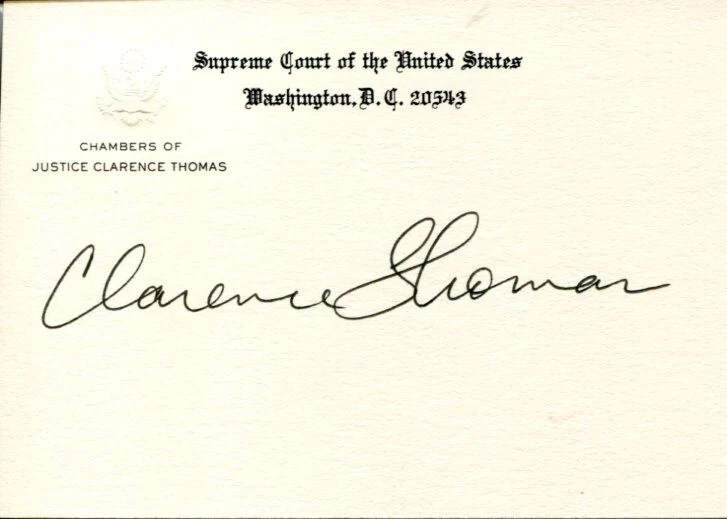 Clarence Thomas 2nd Black US Supreme Court Justice Signed Autograph Chamber JSA

