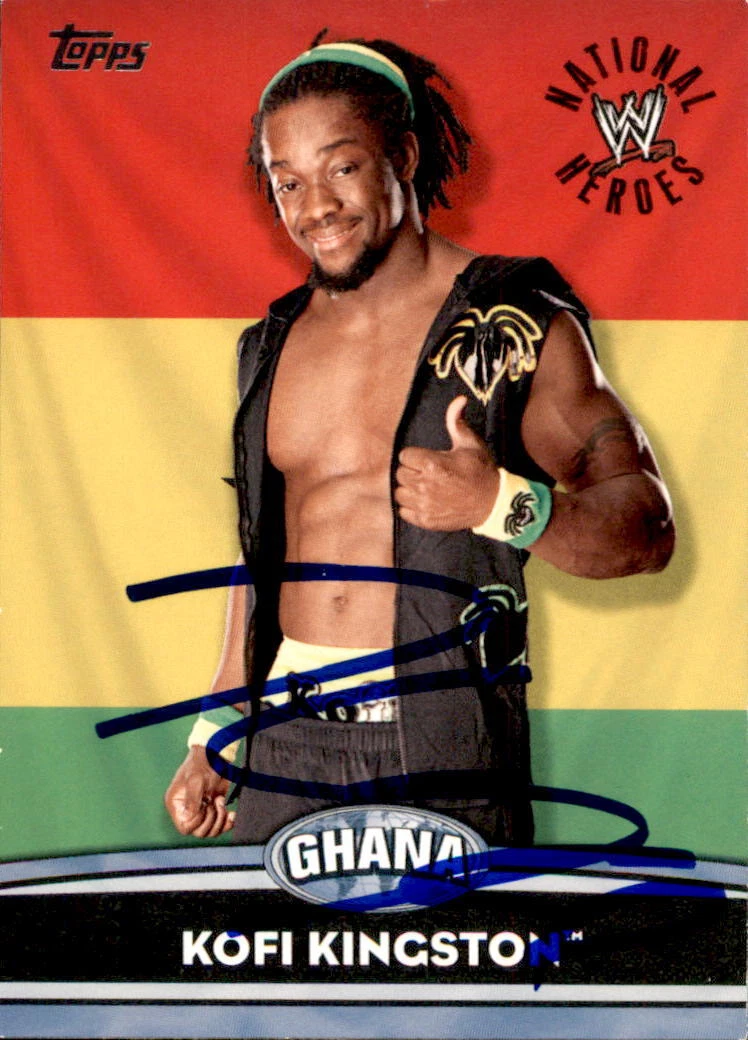 Kofi Kingston Signed 2010 Topps WWE National Heroes #NH17 New Day
