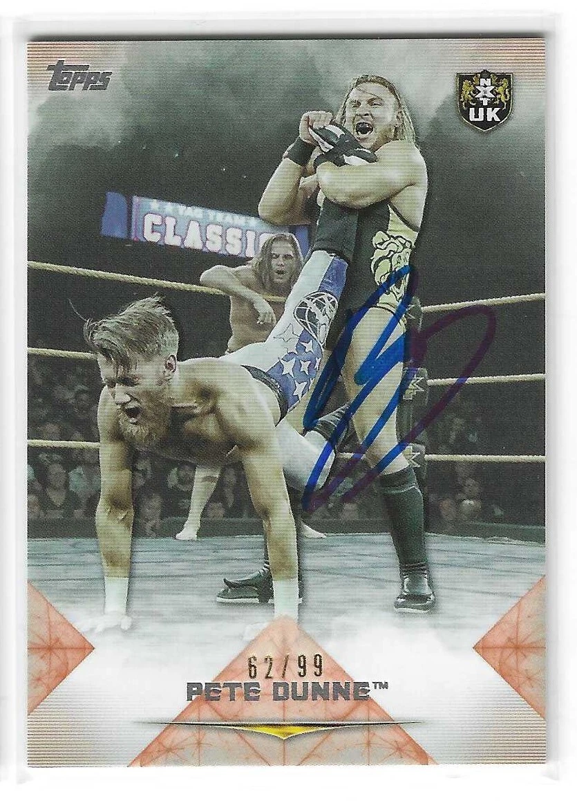 Pete Dunne Signed 2020 Topps WWE Undisputed NXT UK Orange Card #67 62/99
