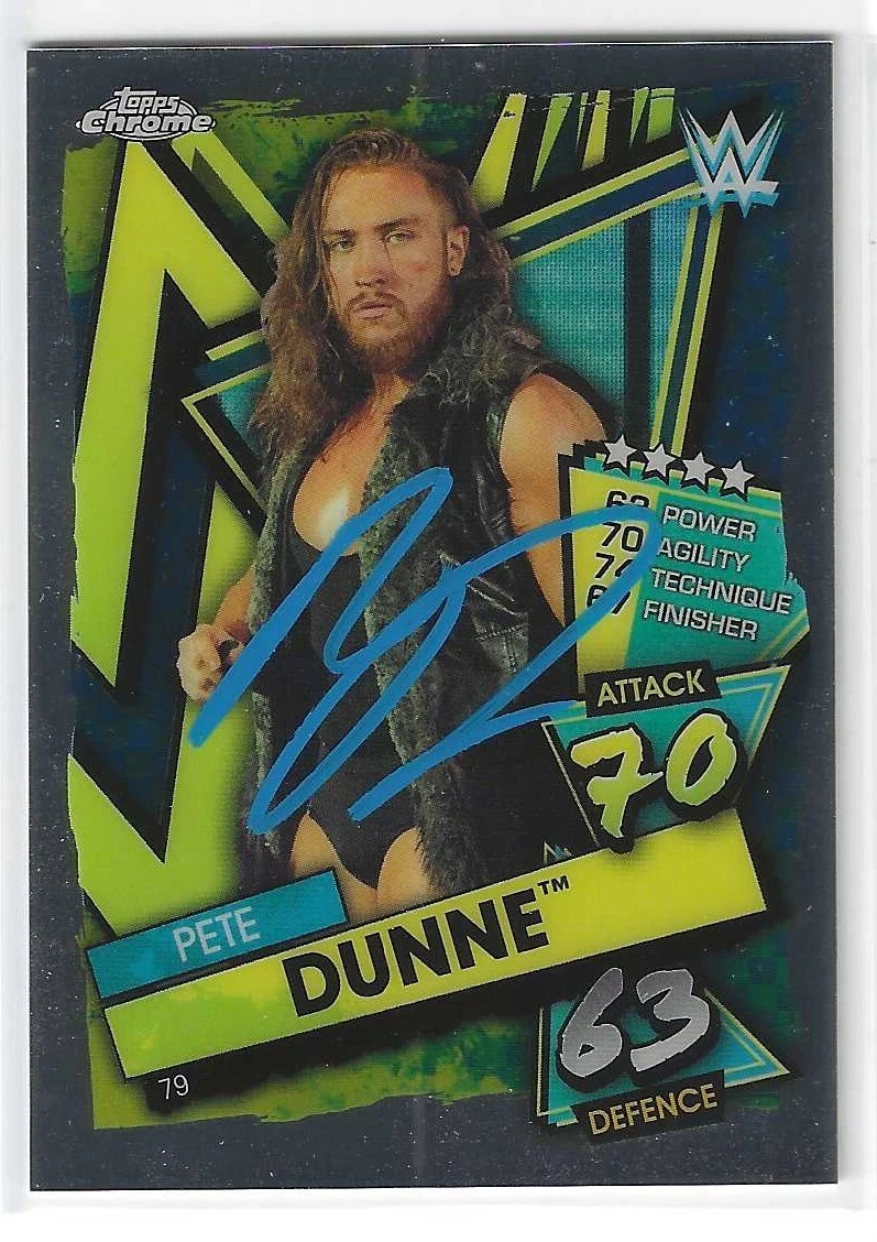 Pete Dunne Signed 2021 Topps Chrome WWE Slam Attax Game Card #79
