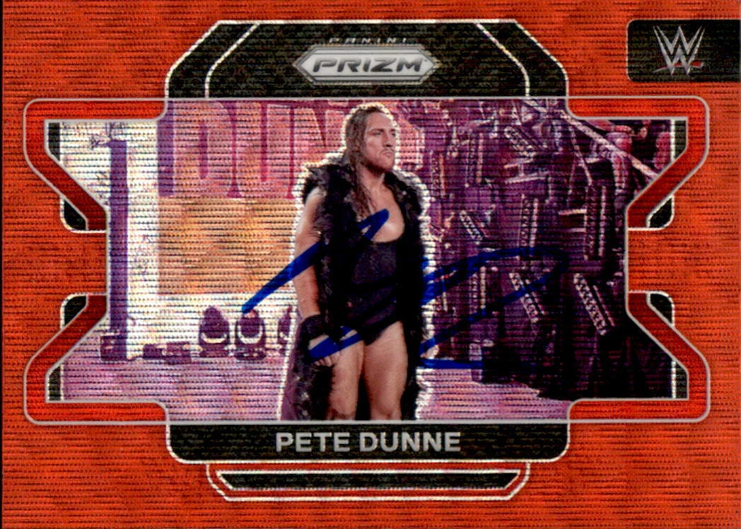 Pete Dunne Signed 2022 Panini Prizm Red Wave WWE Card #68
