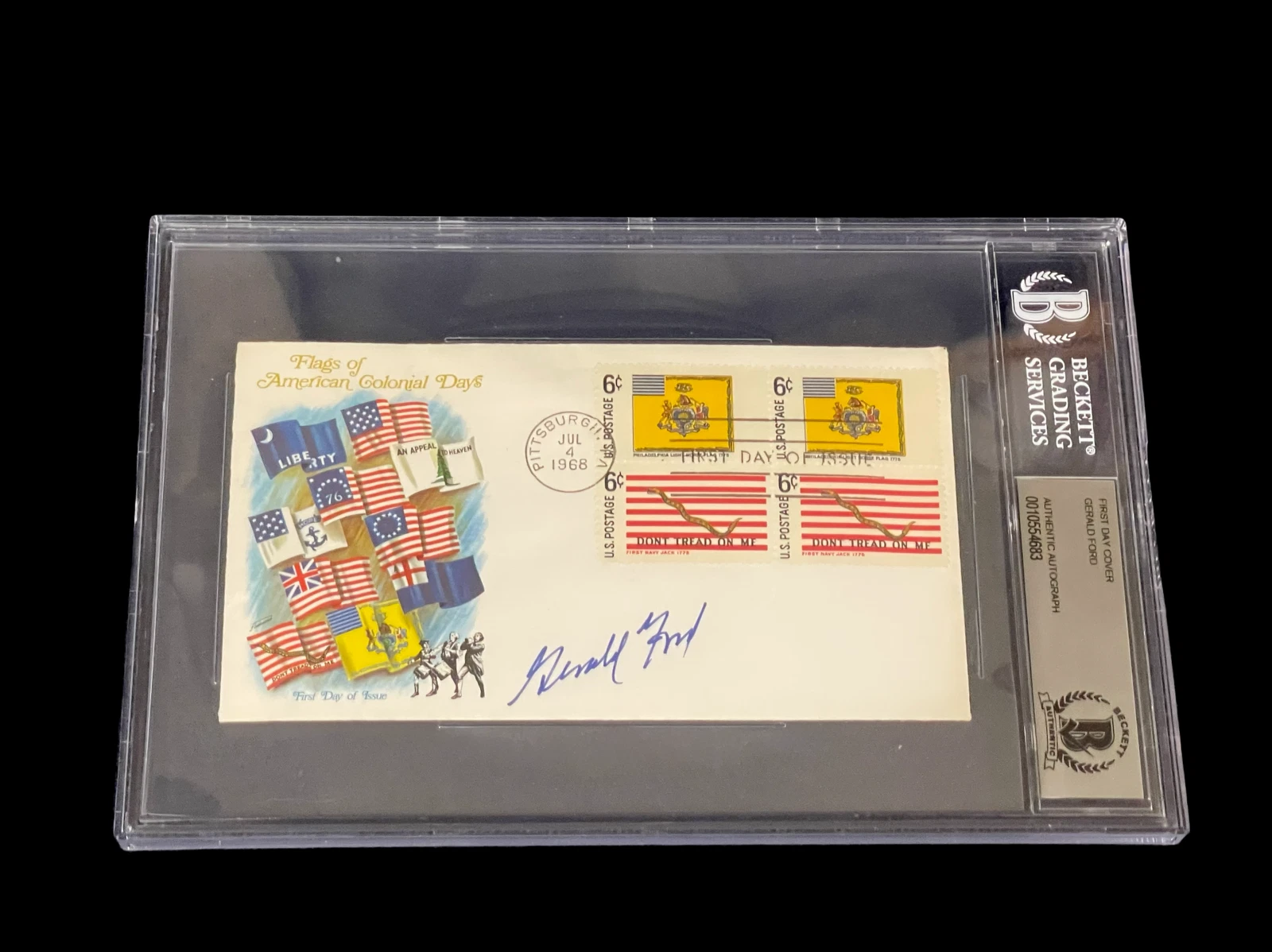Gerald Ford President Michigan Wolverines Signed Autograph FDC Slab BAS Beckett
