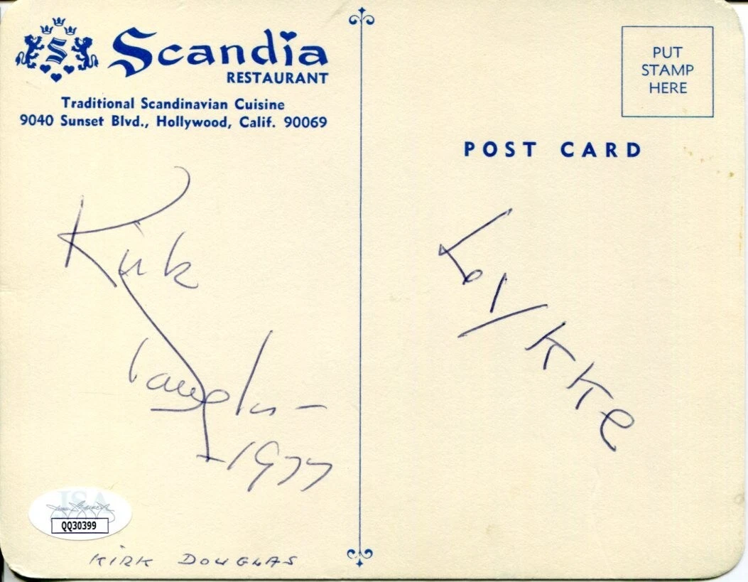 Kirk Douglas Spartacus The Simpsons Glass Menagerie Signed Autograph Postcar JSA
