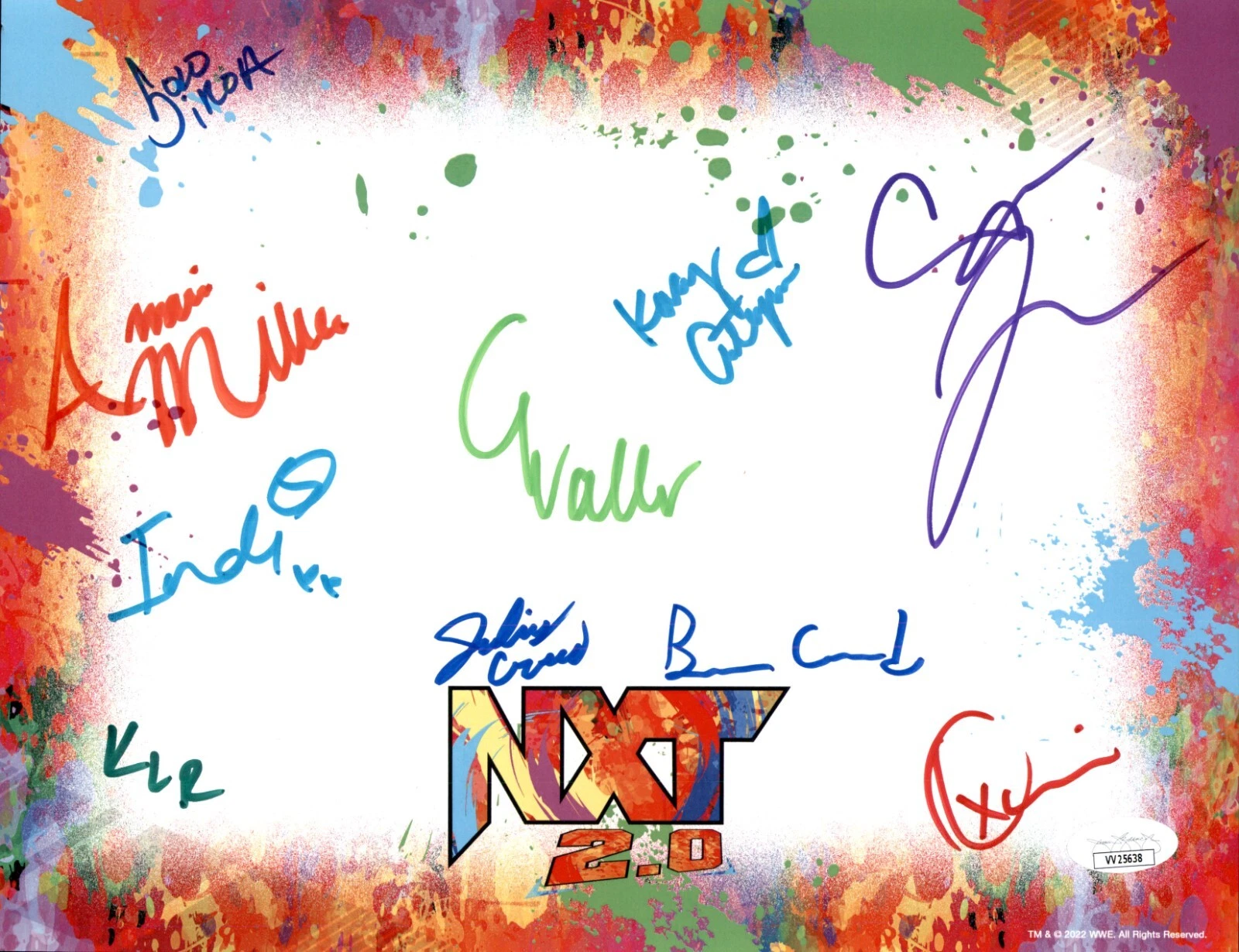 WWE NXT Placemat Signed By 10 Solo Sikoa Cora Jade Creed Bro's Waller JSA COA
