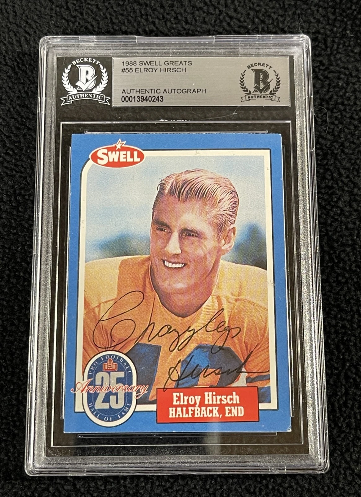 Elroy Hirsch Signed 1988 Swell Greats Card #55 Beckett Certified LA Rams
