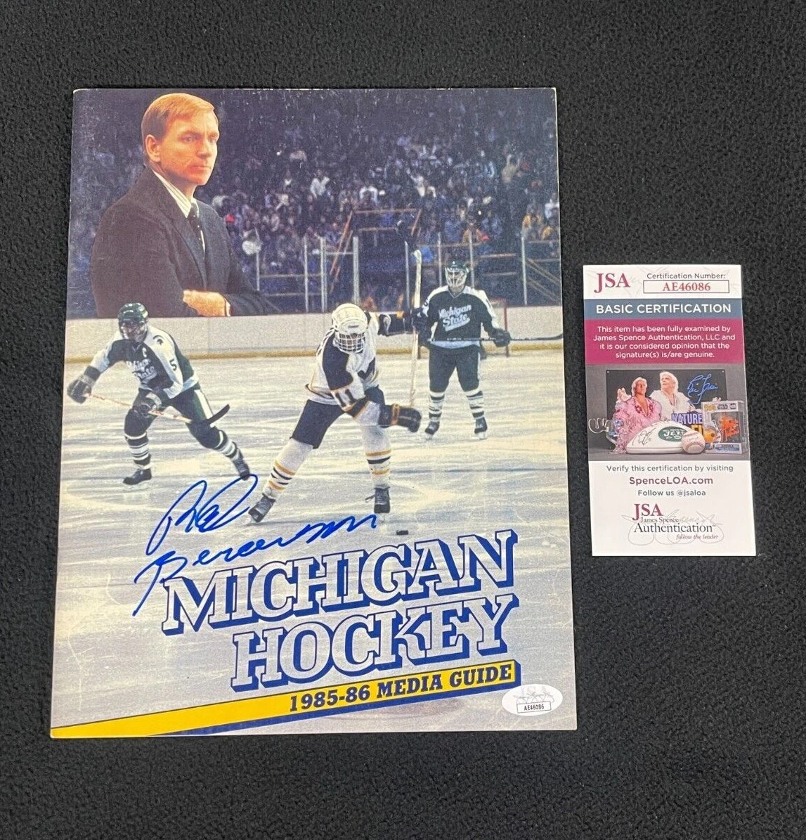 Red Berenson Signed 1985/86 Michigan Wolverines Hockey Media Guide JSA COA
