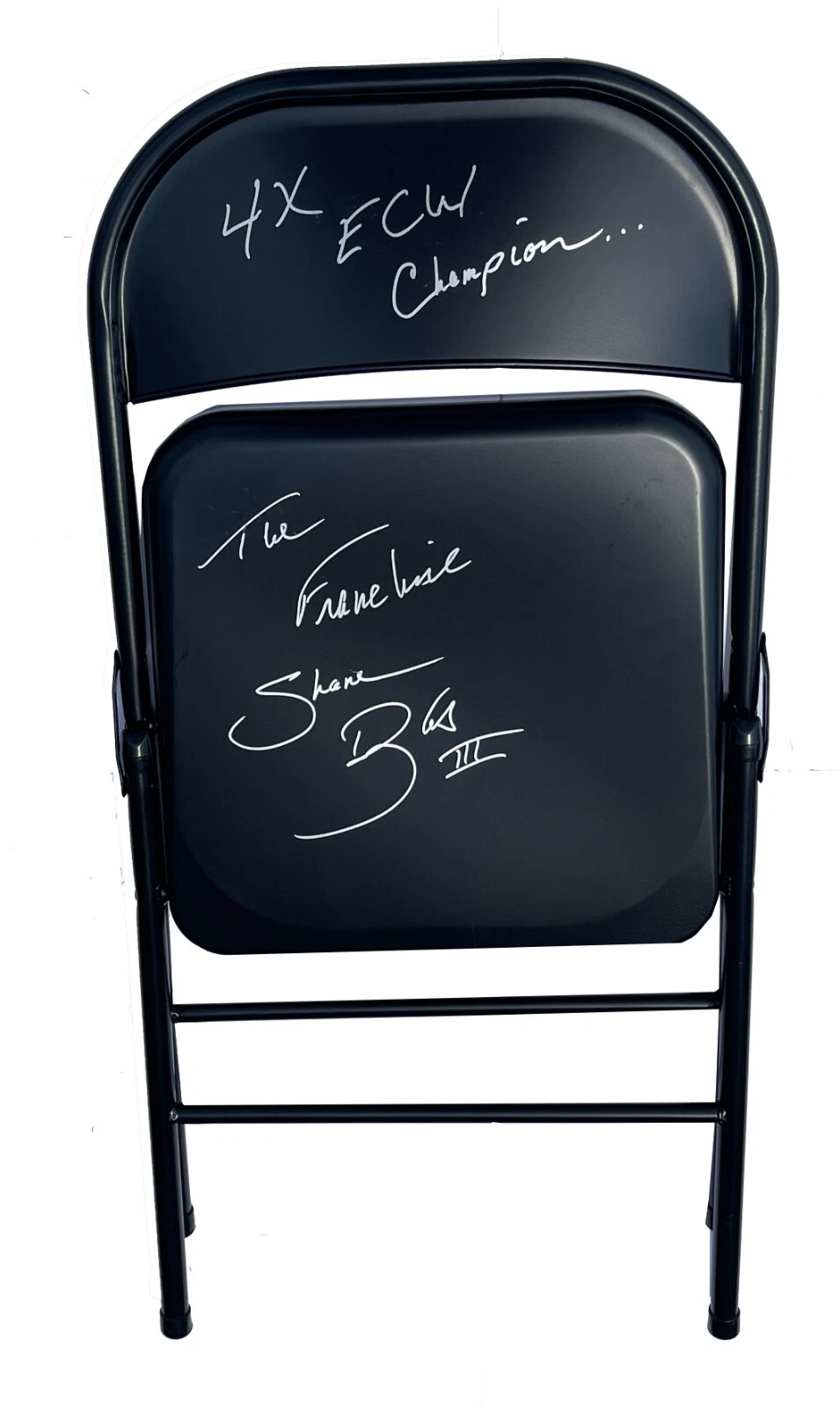 The Franchise Shane Douglas Signed & Double-Inscribed Steel Chair ECW WWE JSA

