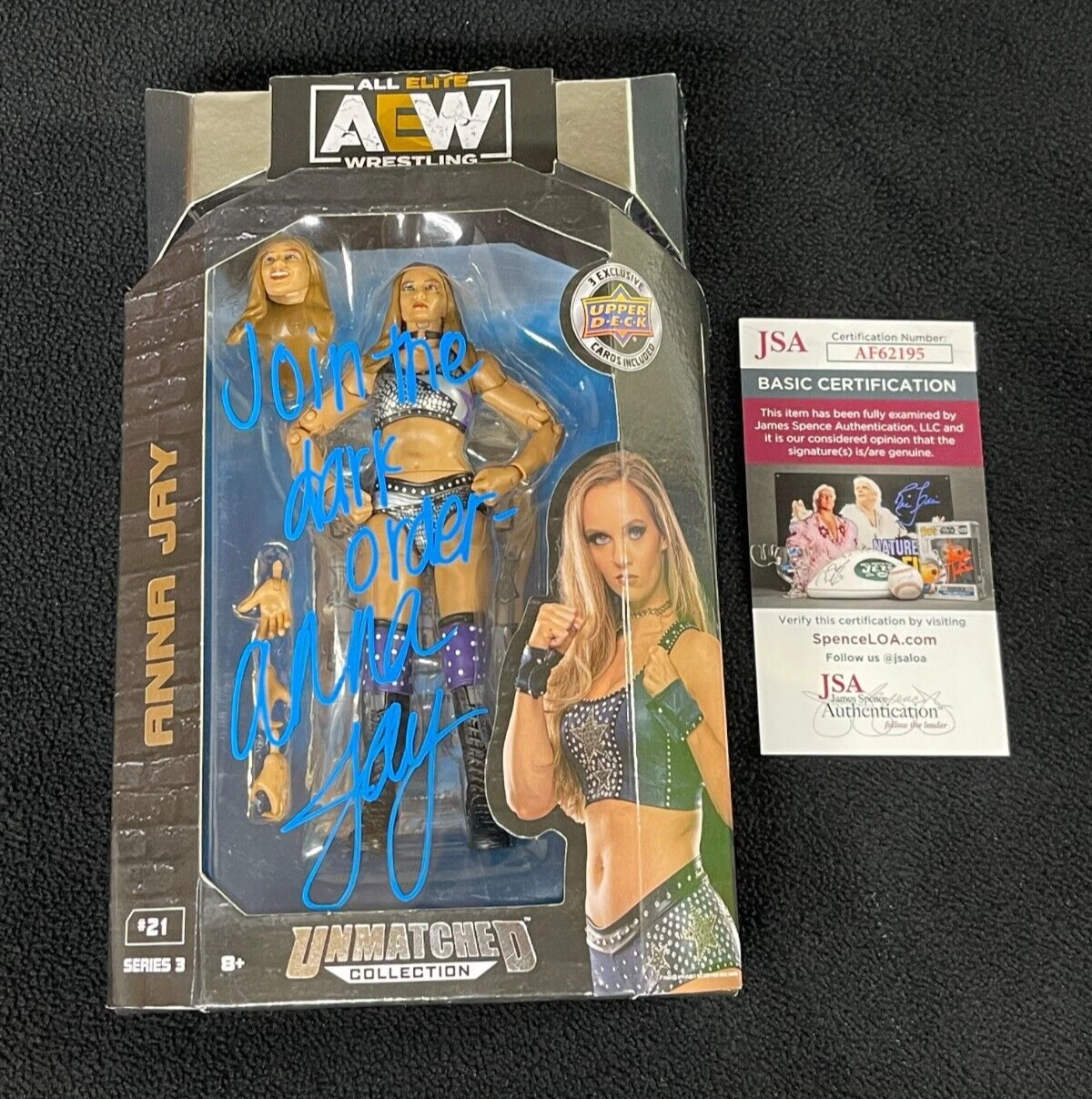 Anna Jay Signed & Inscribed AEW Series 3 Action Figure #21 JSA COA WWE
