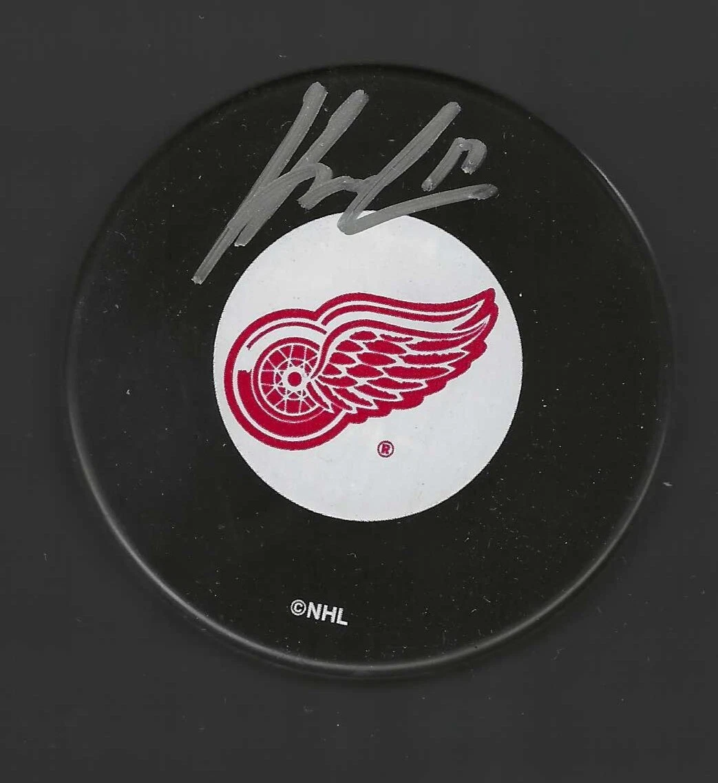 Filip Hronek Signed Detroit Red Wings Large Logo Puck Vancouver Canucks
