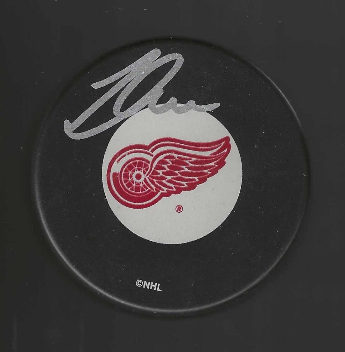 Filip Zadina Signed Detroit Red Wings Large Logo Puck
