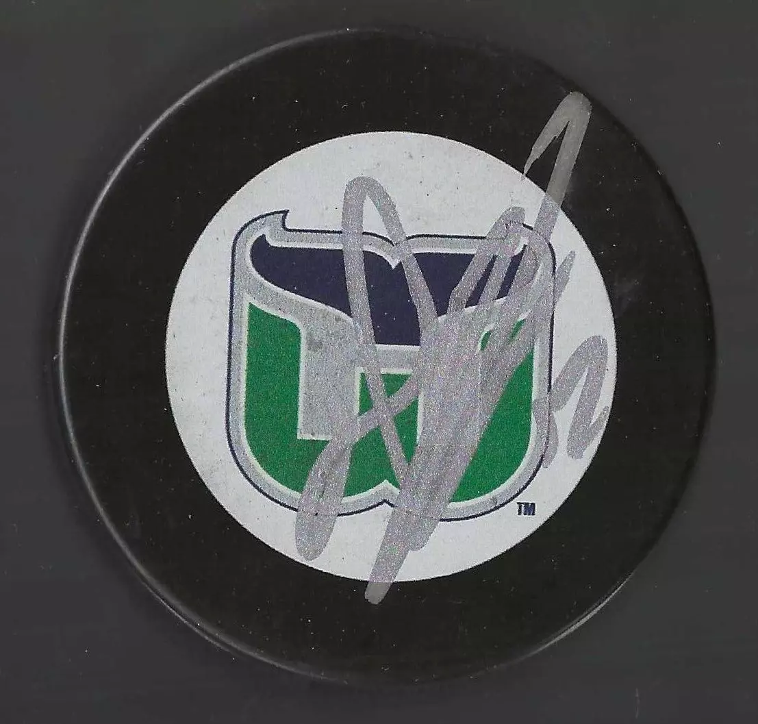 Dean Evason Signed Hartford Whalers Puck
