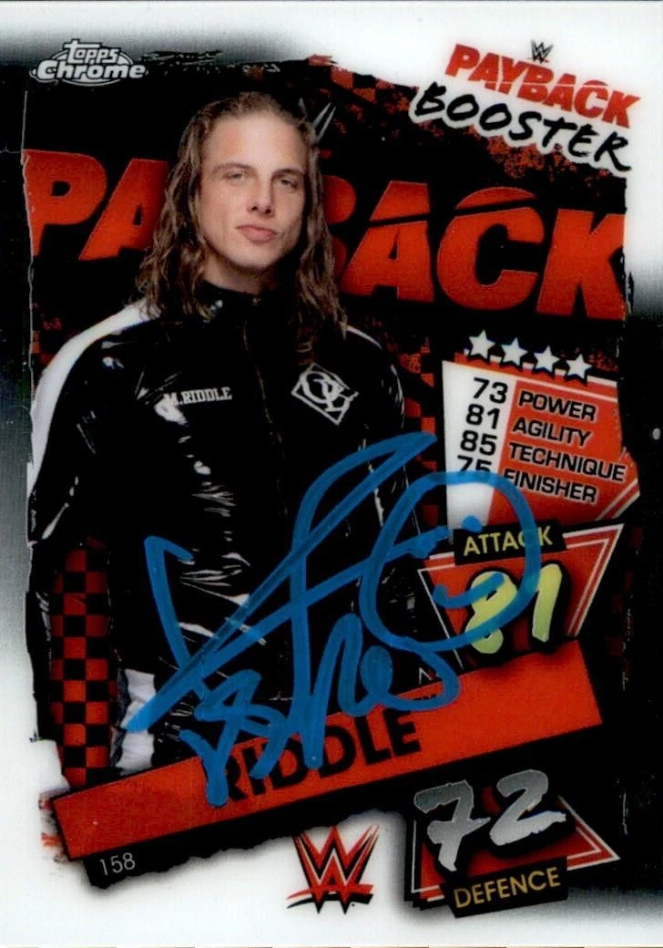 Matt Riddle Signed 2021 Topps Chrome WWE Slam Attax Game Card #158
