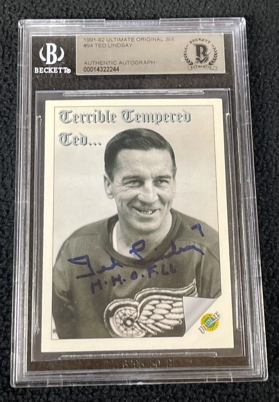 Ted Lindsay Signed 1991/92 Ultimate Original 6 Card Beckett Certified Red Wings
