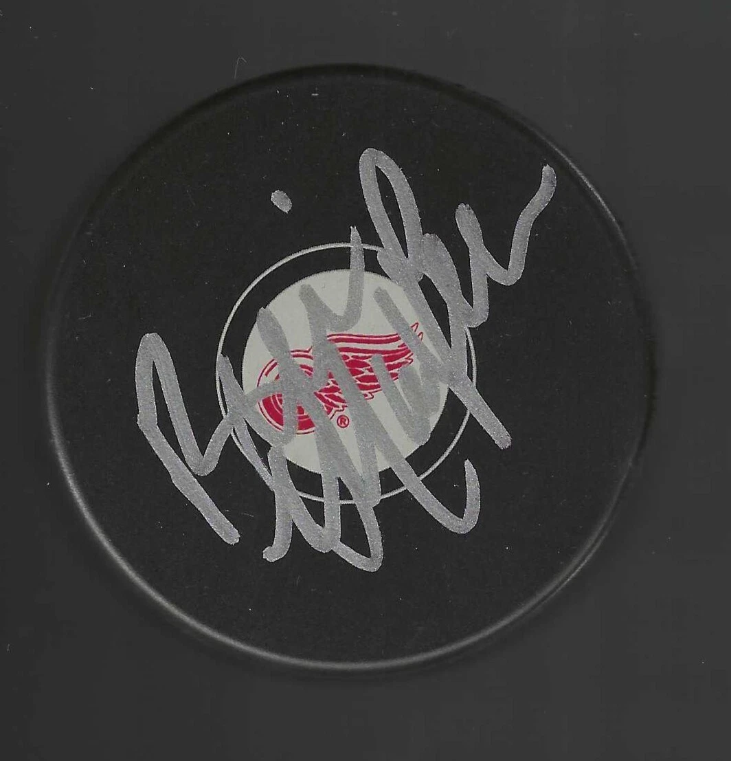 Brian MacLellan Signed Detroit Red Wings Large Logo Puck
