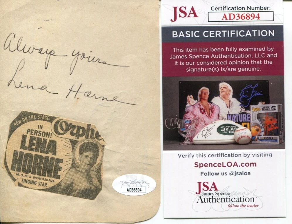Lena Horne Sexy Jazz Singer Stormy Weather The Charioteers Signed Autograph JSA

