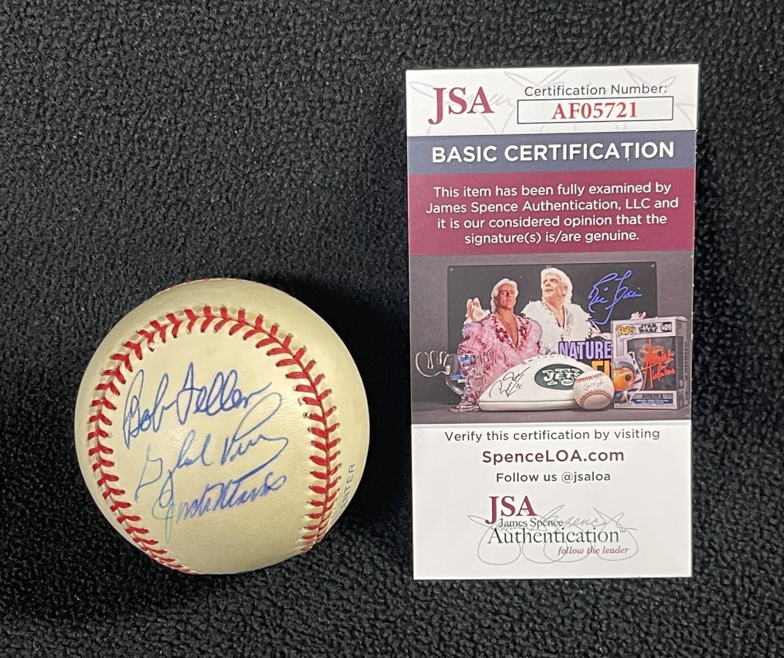 Jack Morris Gaylord Perry & Bob Feller Signed OAL Baseball JSA COA Tigers
