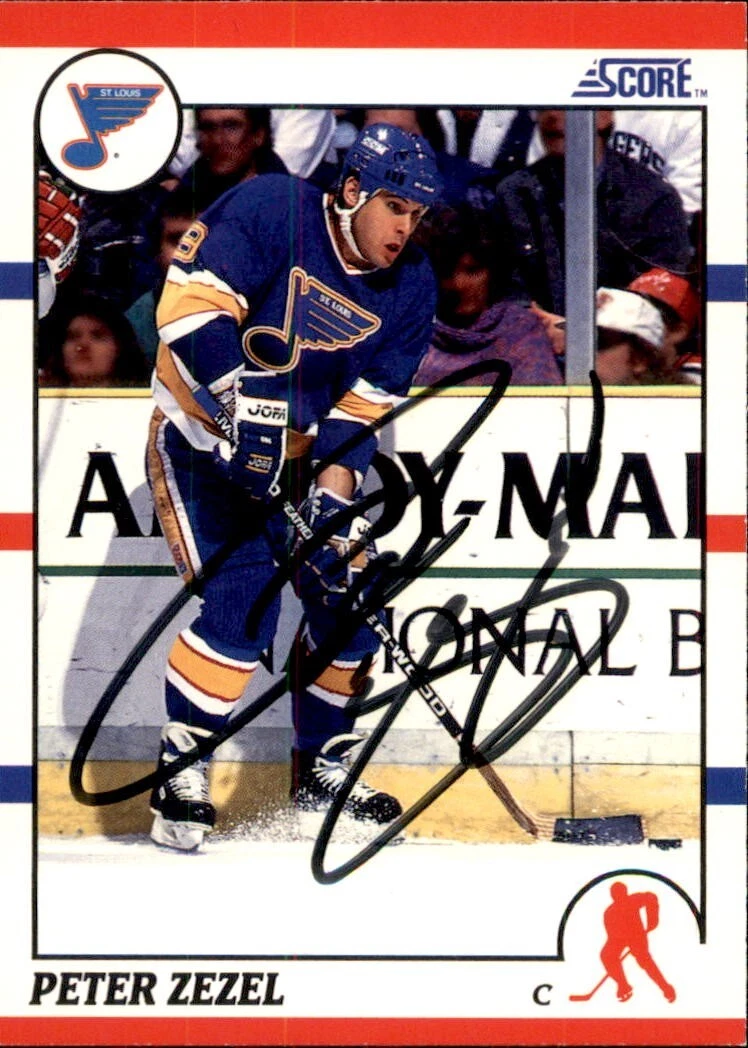 Peter Zezel Signed 1990/91 Score Card #24 St Louis Blues
