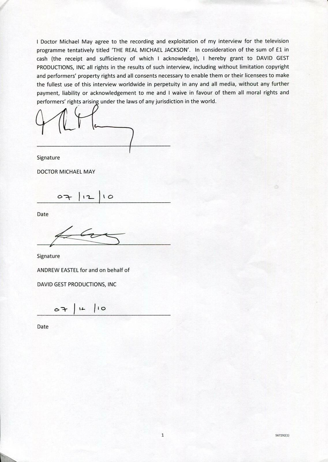 Dr. Michael May Signed Autograph Michael Jackson Documentary Movie Release
