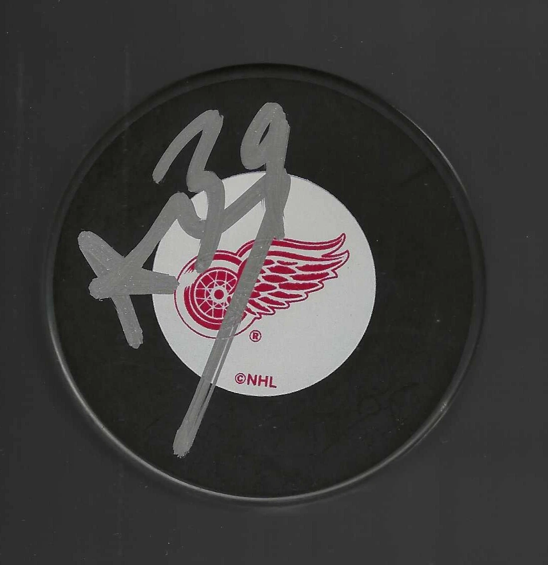 Alex Nedeljkovic Signed Detroit Red Wings Vintage Logo Puck
