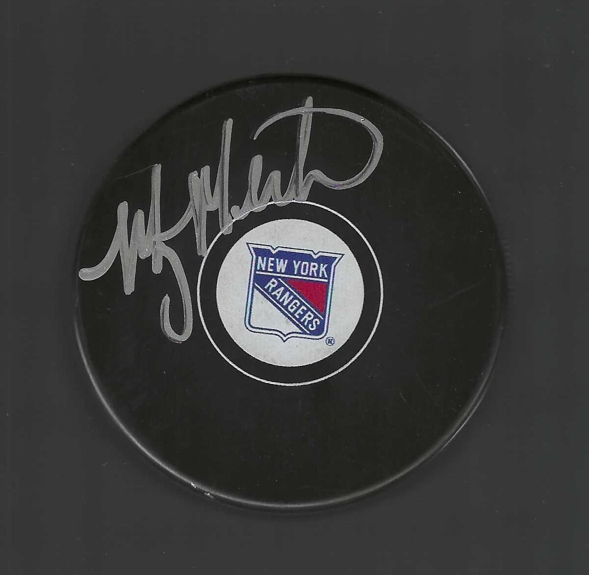 Manny Malhotra Signed New York Rangers Puck
