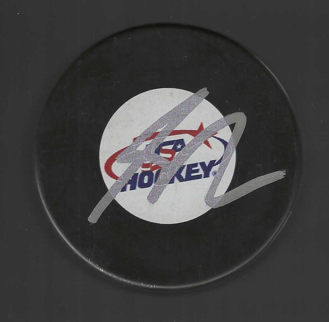 Nick Robertson Signed USA Hockey Puck Toronto Maple Leafs
