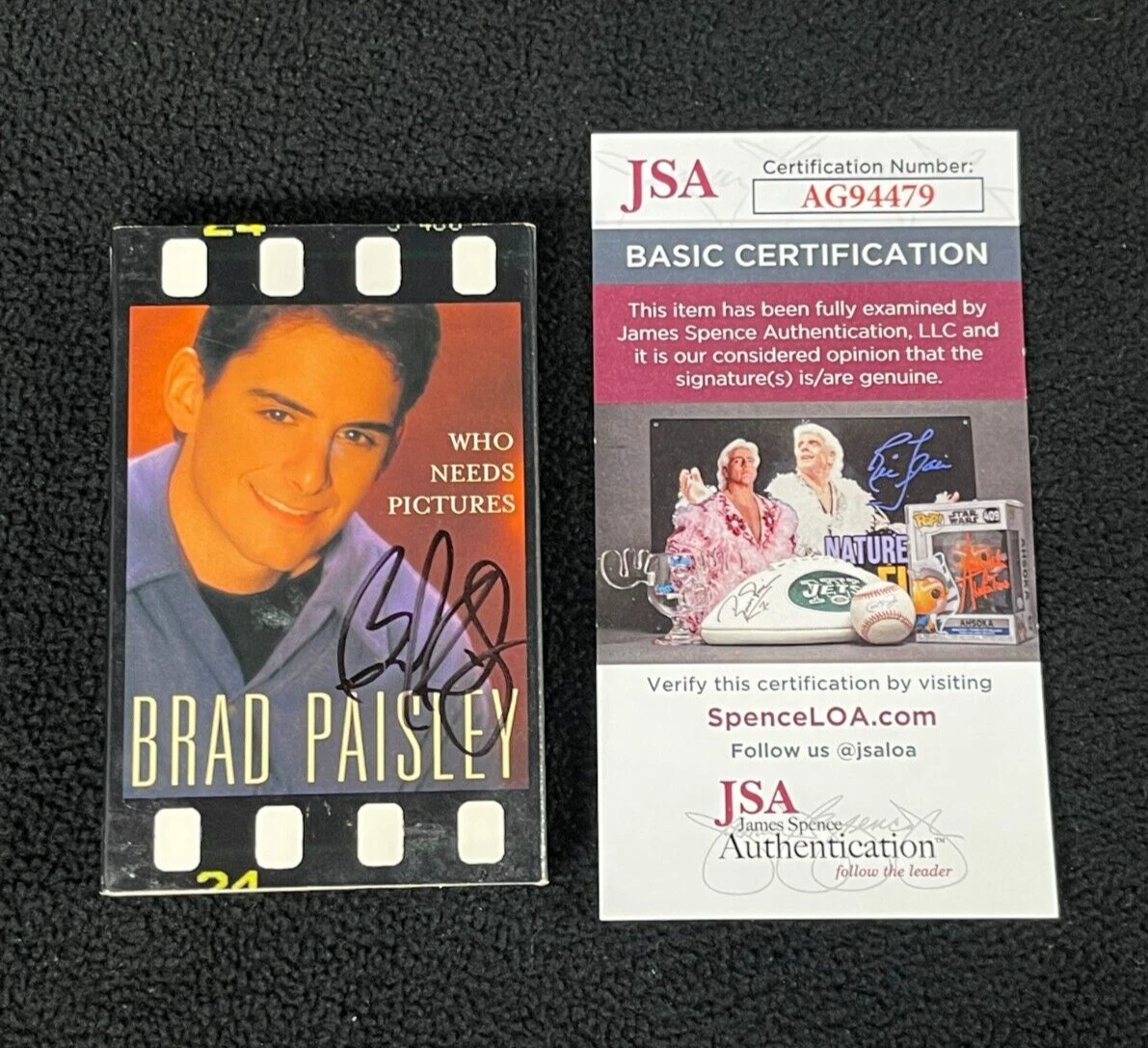 Brad Paisley Signed Who Needs Pictures Single Cassette Tape JSA COA
