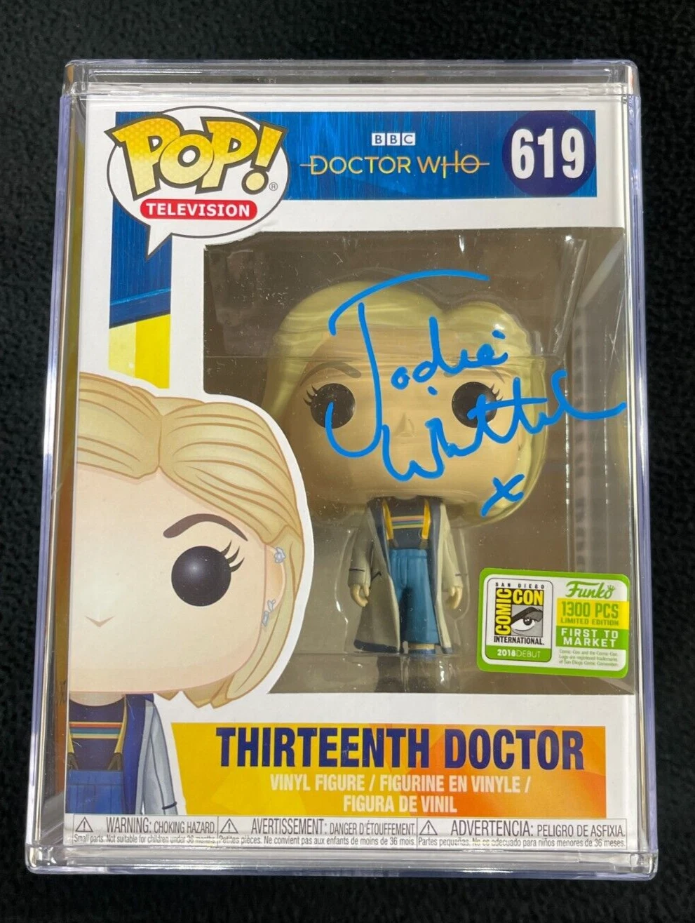 Jodie Whittaker Signed Doctor Who Thirteenth SDCC Funko Pop Figure #619 JSA COA
