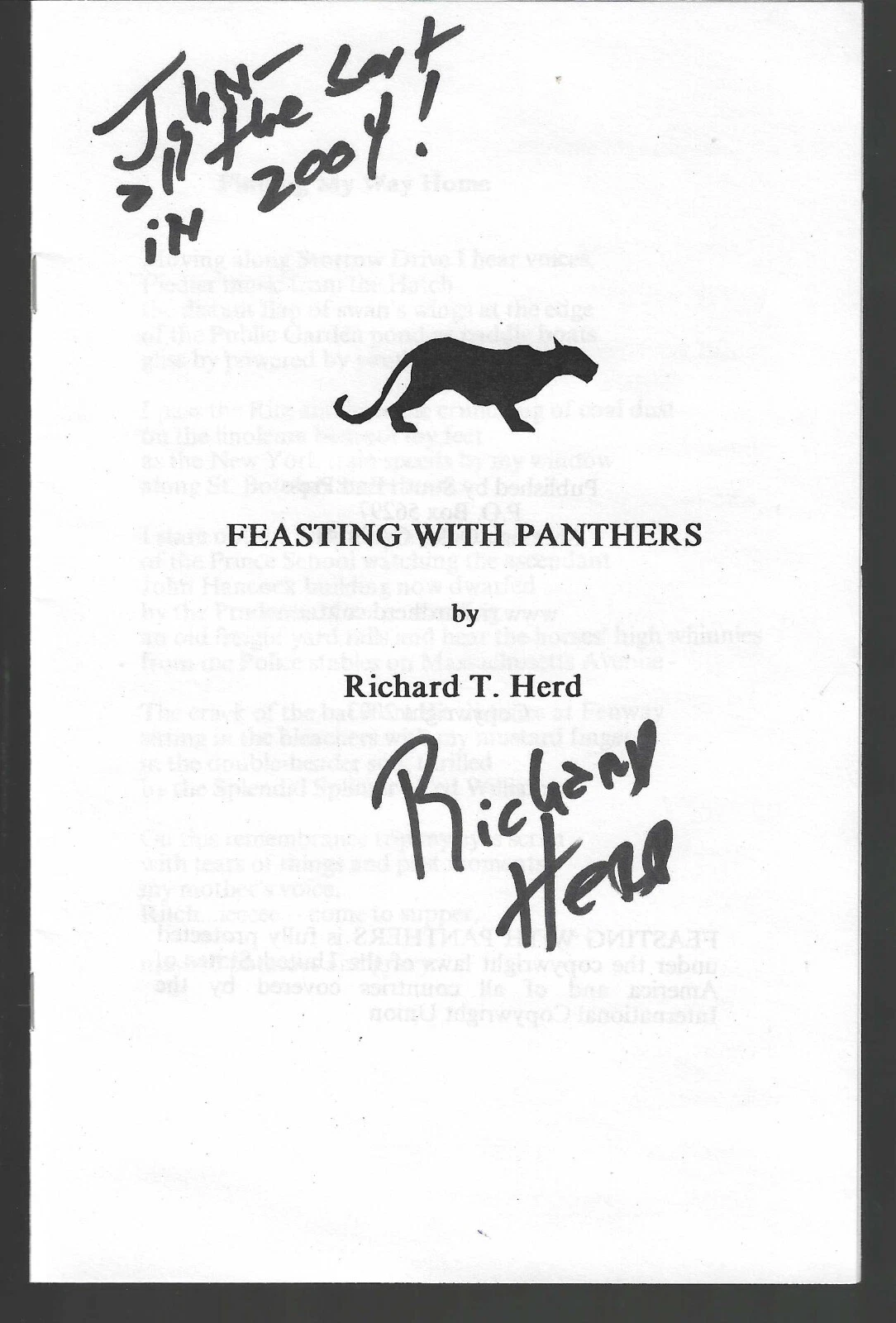 Richard Herd Signed Short Story Pamphlet Personalized To John JSA COA
