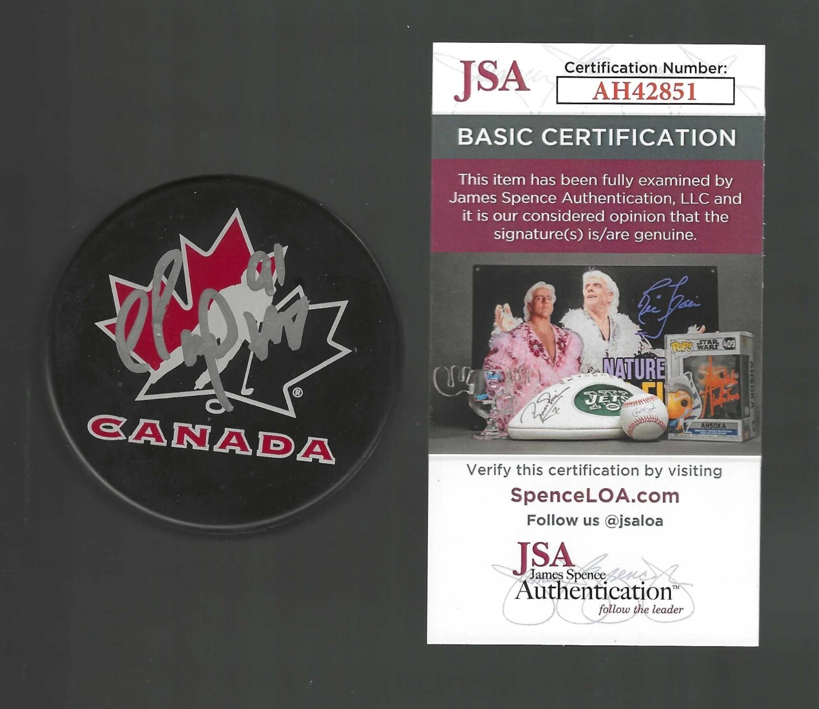 Cole Perfetti Signed Team Canada Souvenir Hockey Puck Winnipeg Jets JSA COA
