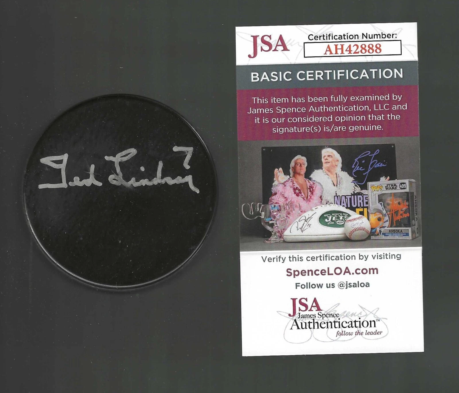 Ted Lindsay Signed Blank Puck JSA COA Detroit Red Wings Chicago Blackhawks
