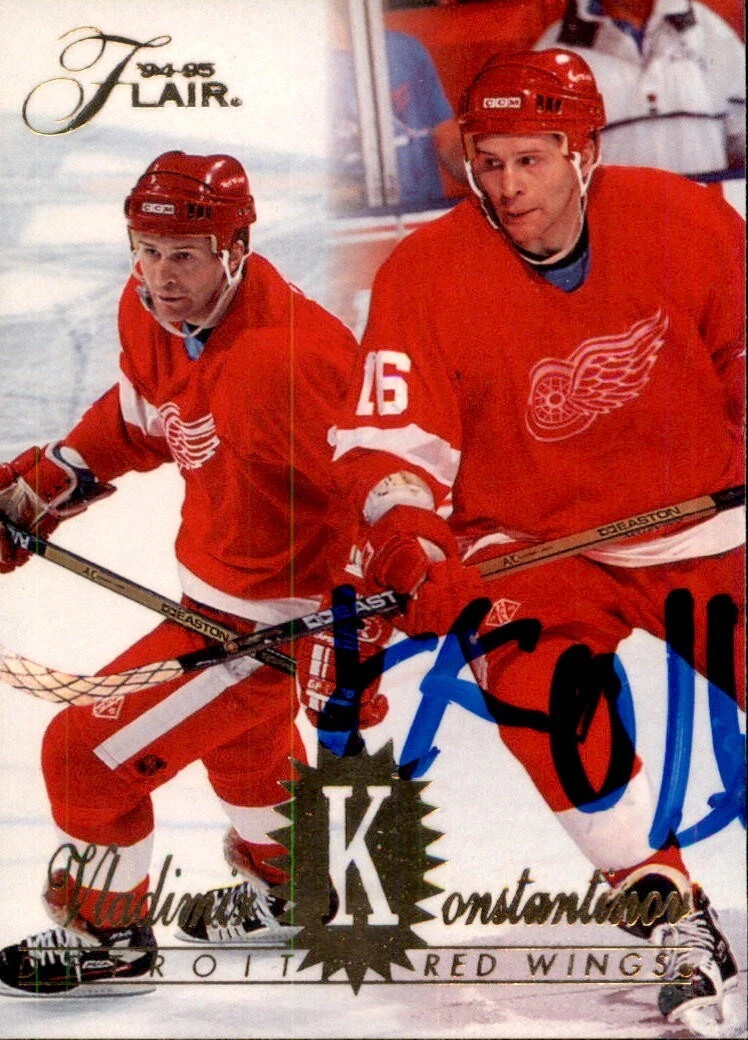 Vladimir Konstantinov Signed 1994/95 Flair Card #49 JSA COA Detroit Red Wings
