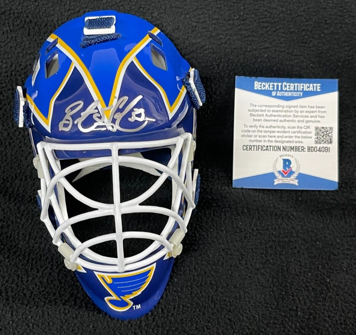 Brent Johnson Signed St Louis Blues Mini Goalie Mask Beckett COA
