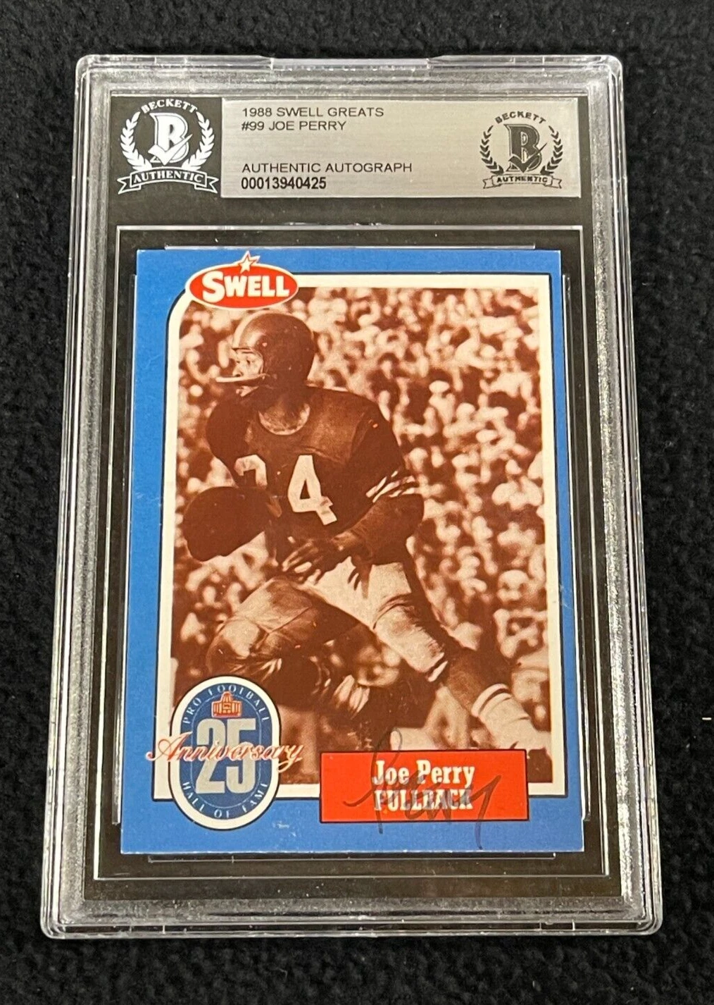 Joe Perry Signed 1988 Swell Greats Card #99 Beckett Certified 49 Ers
