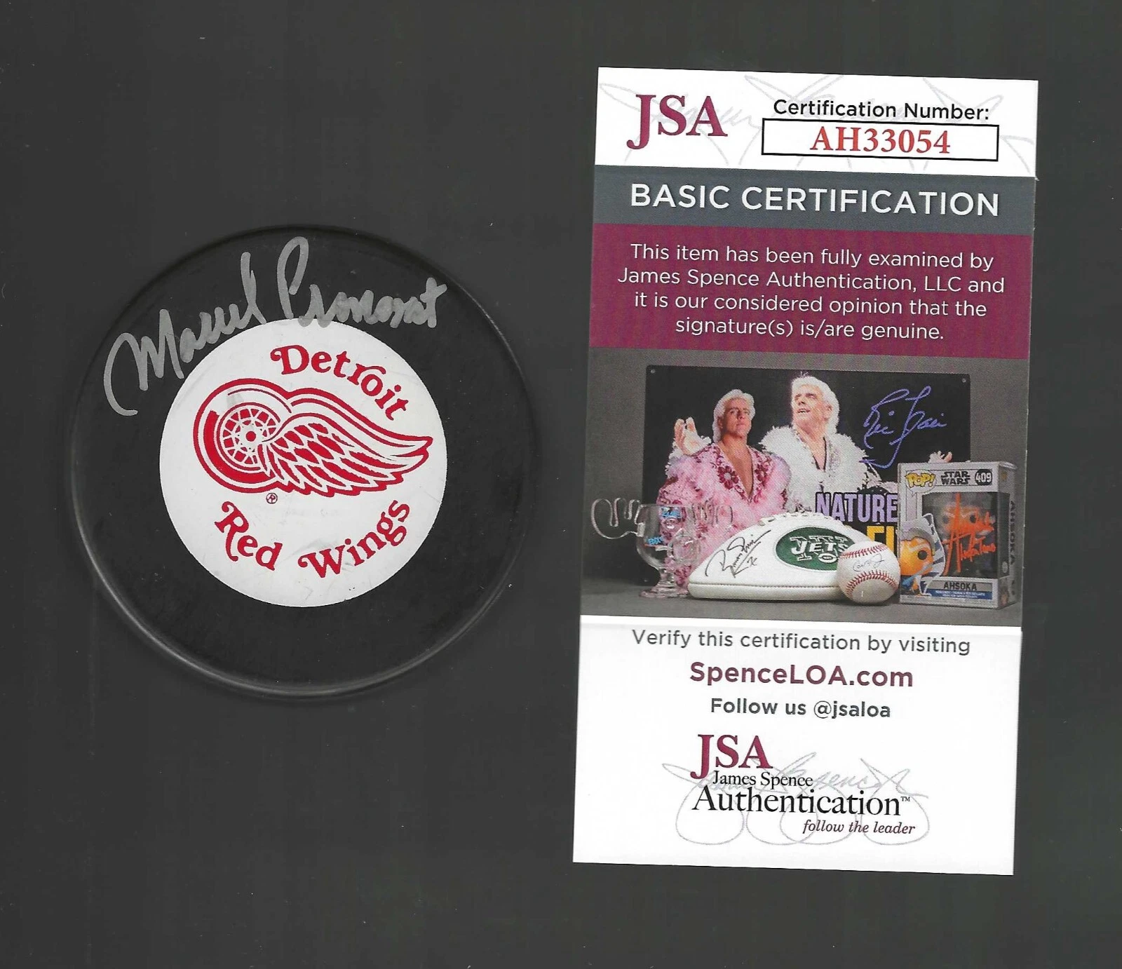 Marcel Pronovost Signed Detroit Red Wings Trench Puck JSA COA
