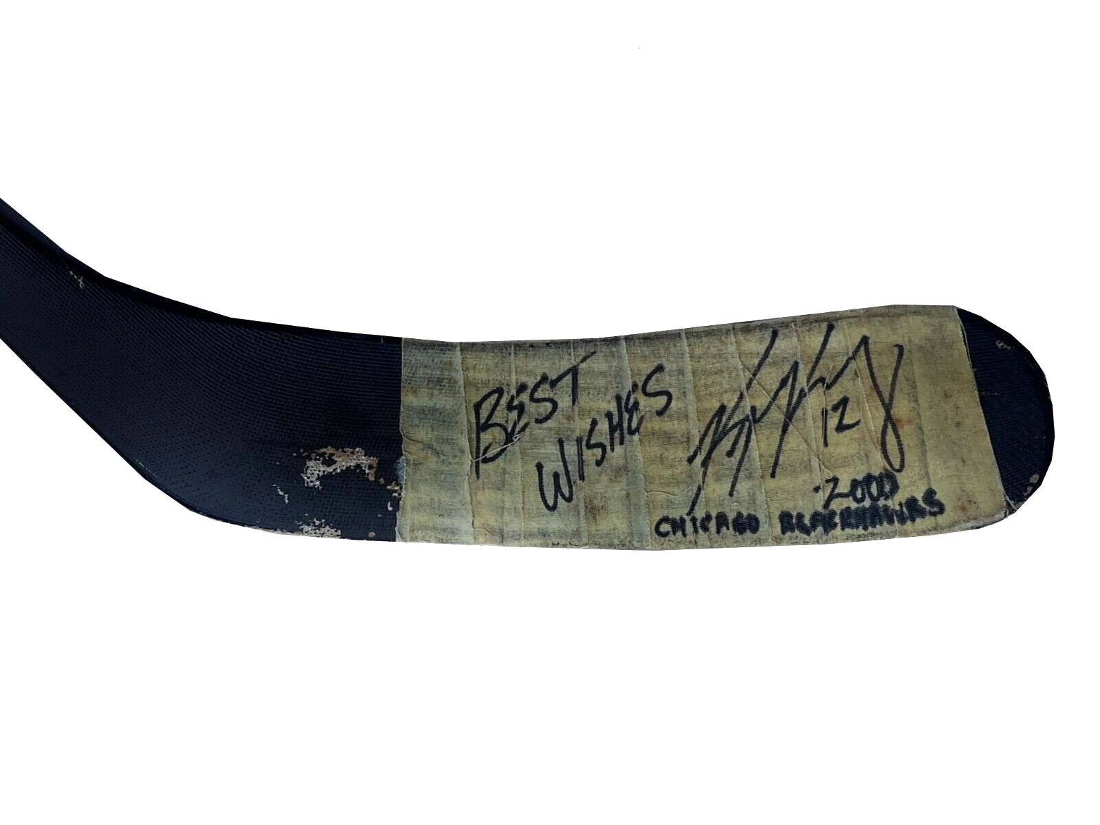 Kris King Signed Chicago Blackhawks Game Used Stick Beckett COA
