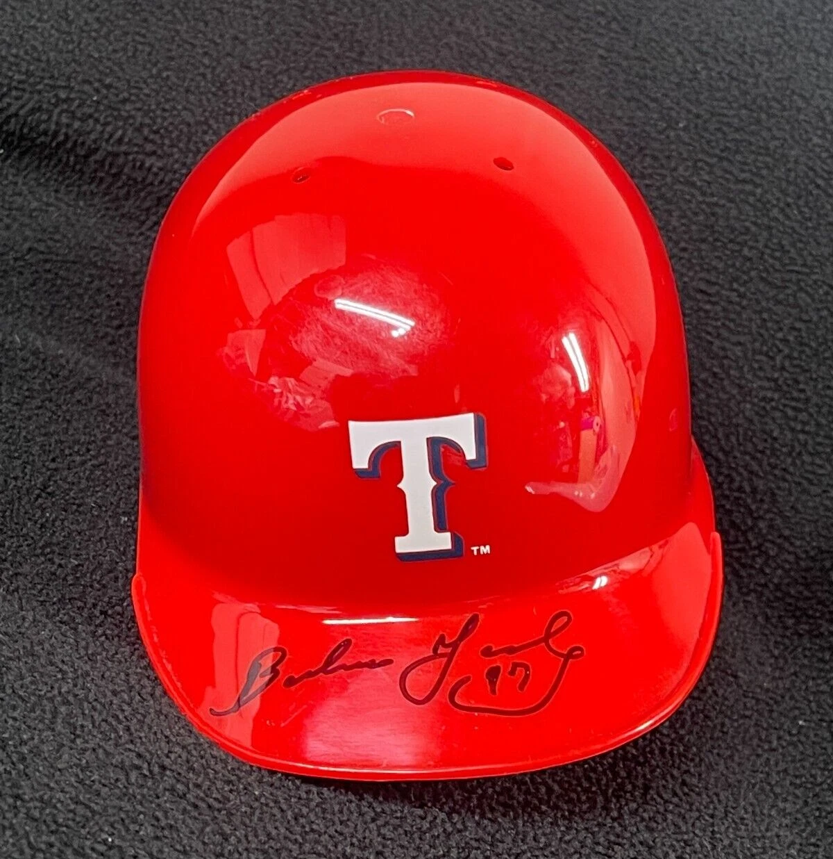 Barbaro Garbey Signed Texas Rangers Mini Batting Helmet Beckett COA
