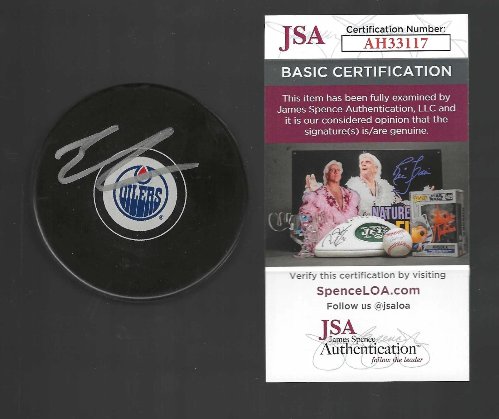 Evan Bouchard Signed Edmonton Oilers Puck JSA COA
