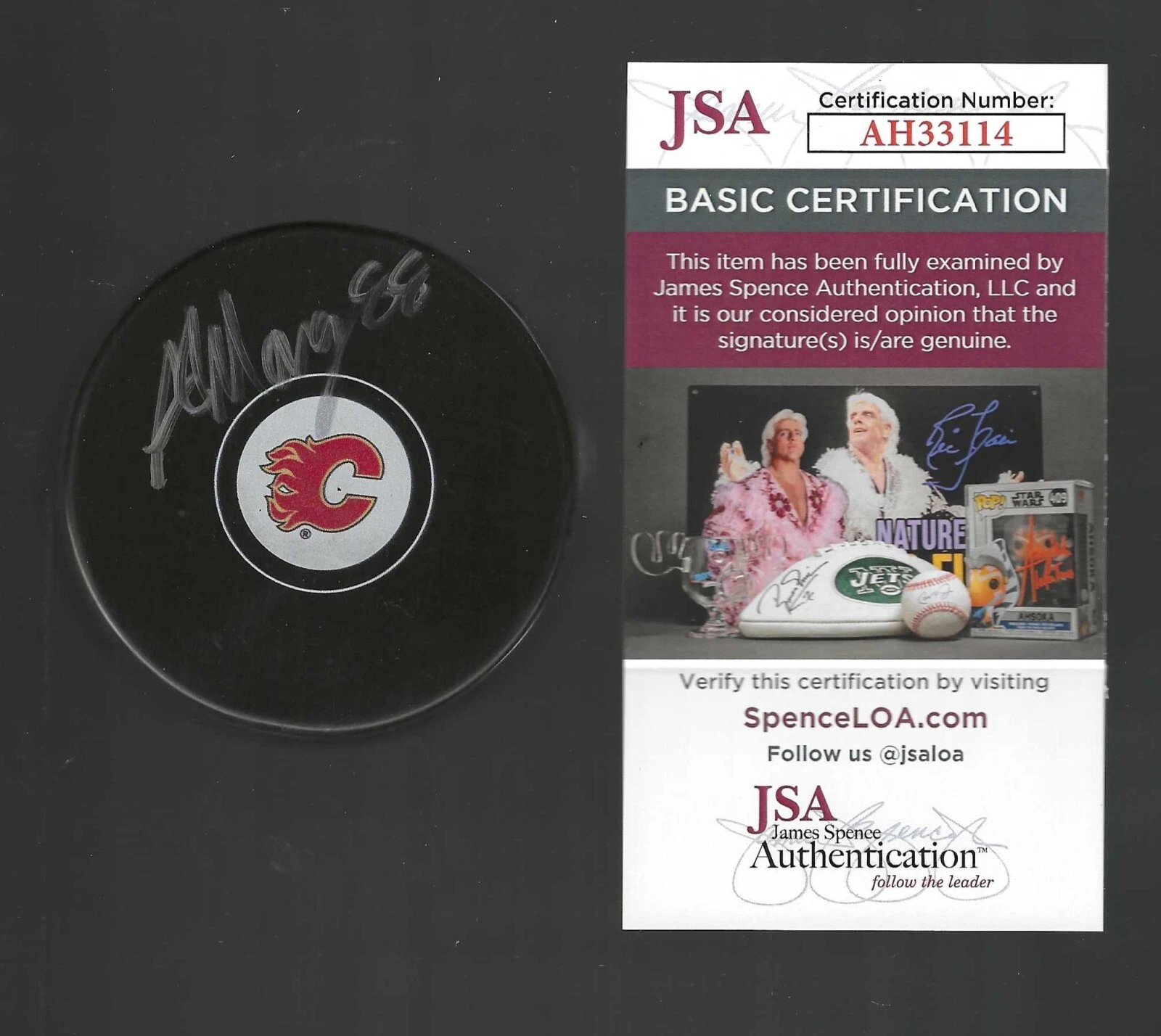 Andrew Mangiapane Signed Calgary Flames Puck JSA COA

