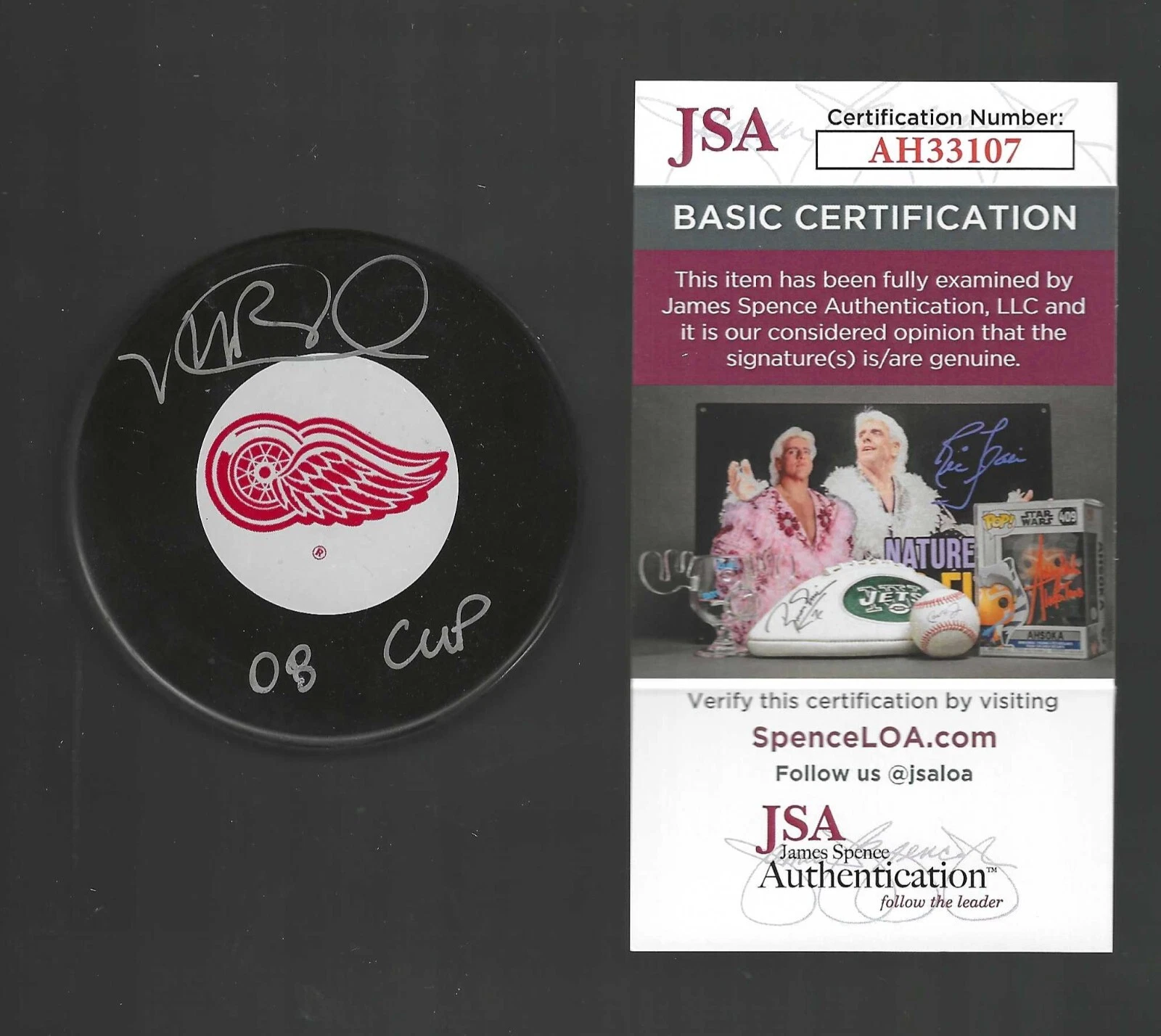 Mike Babcock Signed & Inscribed Detroit Red Wings Puck JSA COA
