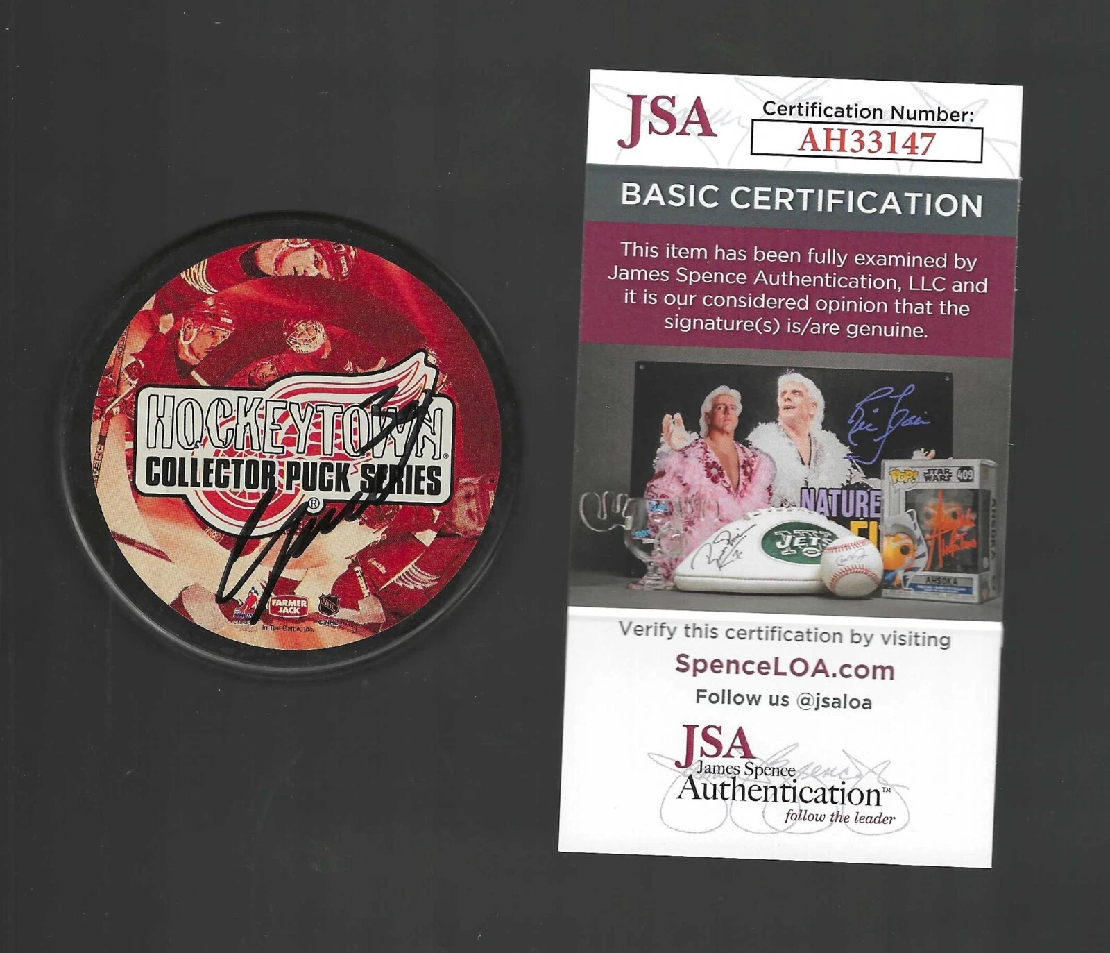 Chris Osgood Signed Detroit Red Wings Hockeytown Puck JSA COA
