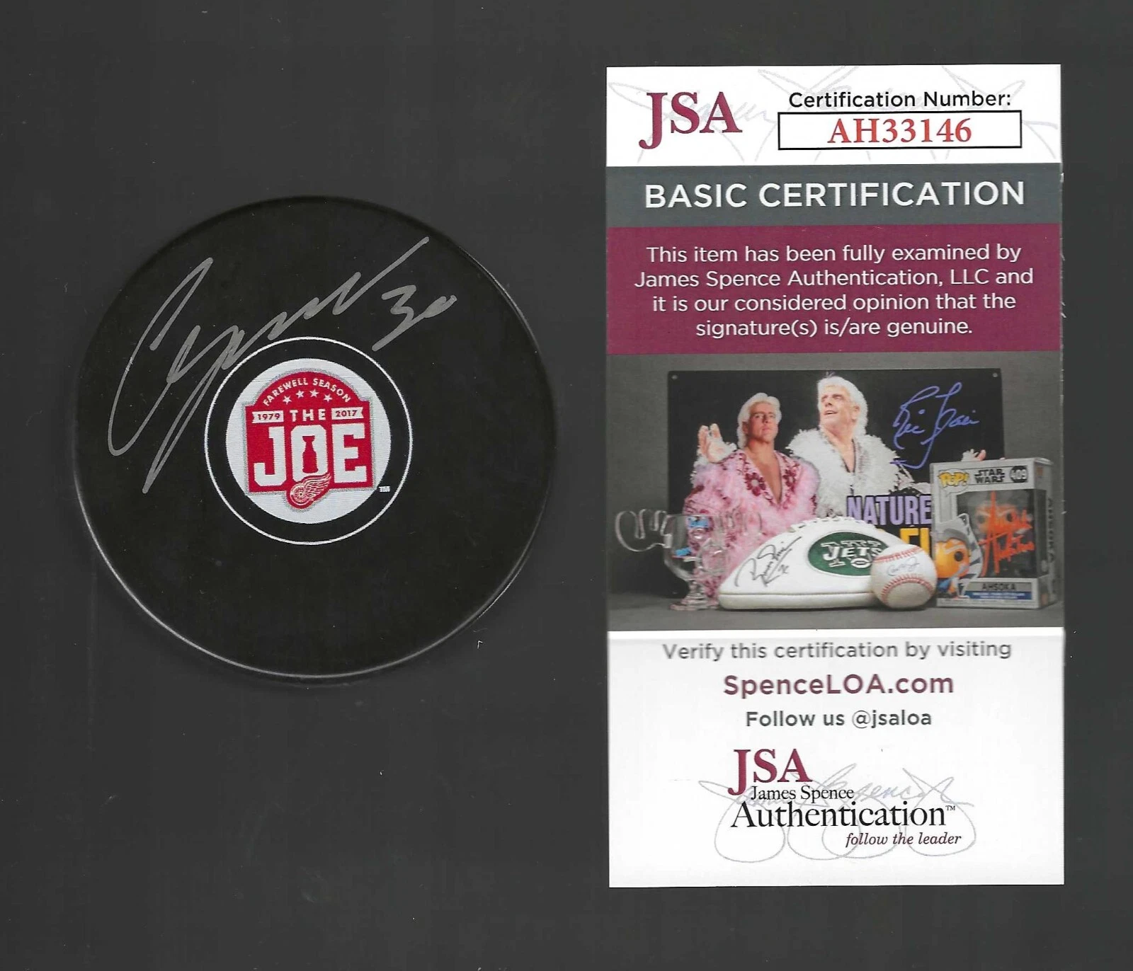 Chris Osgood Signed Detroit Red Wings Joe Louis Arena Farewell JLA Puck JSA COA
