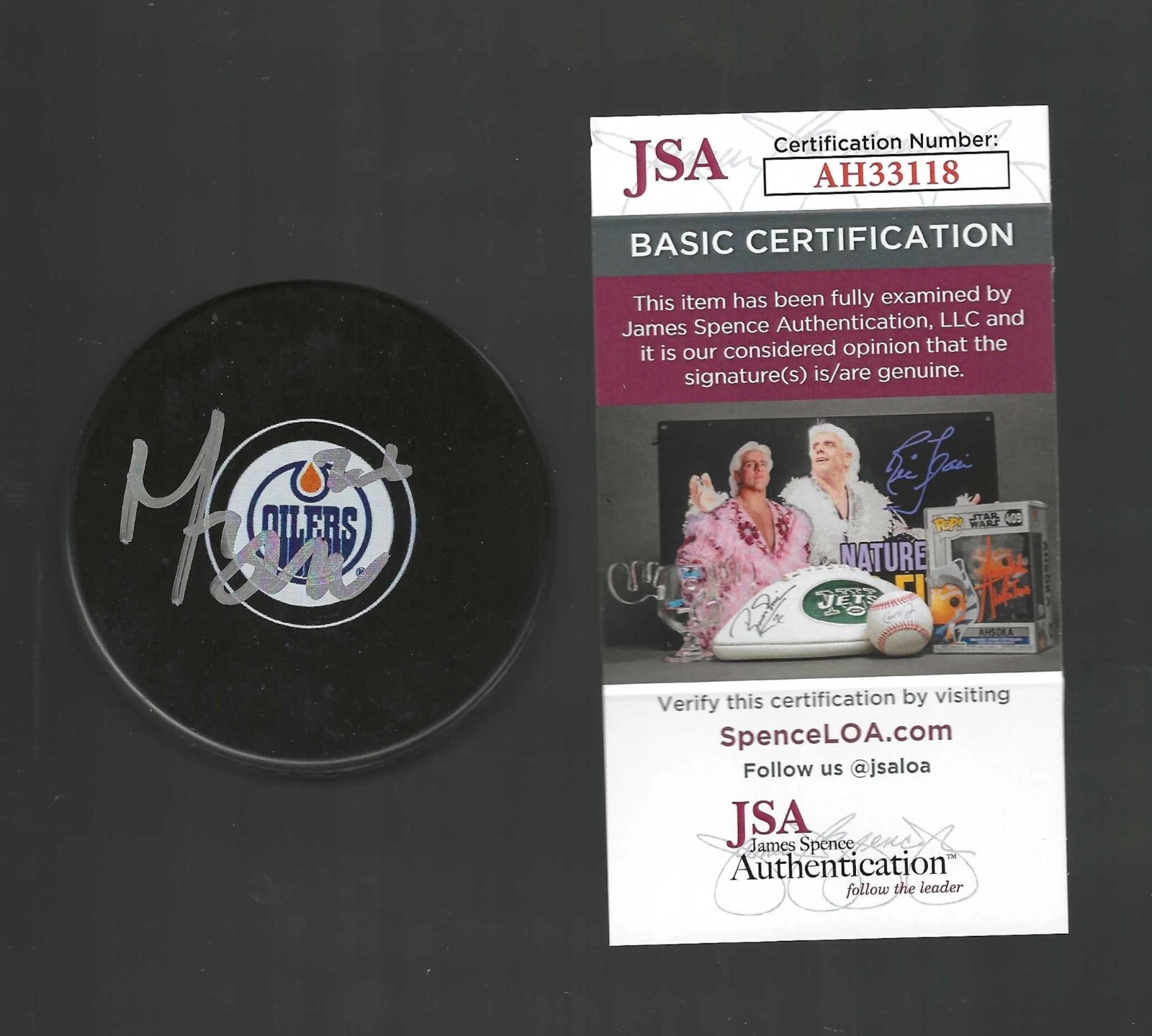 Mattias Janmark Signed Edmonton Oilers Puck JSA COA
