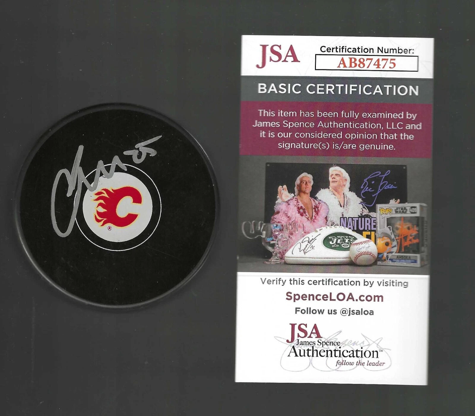 Jacob Markstrom Signed Calgary Flames Puck JSA COA
