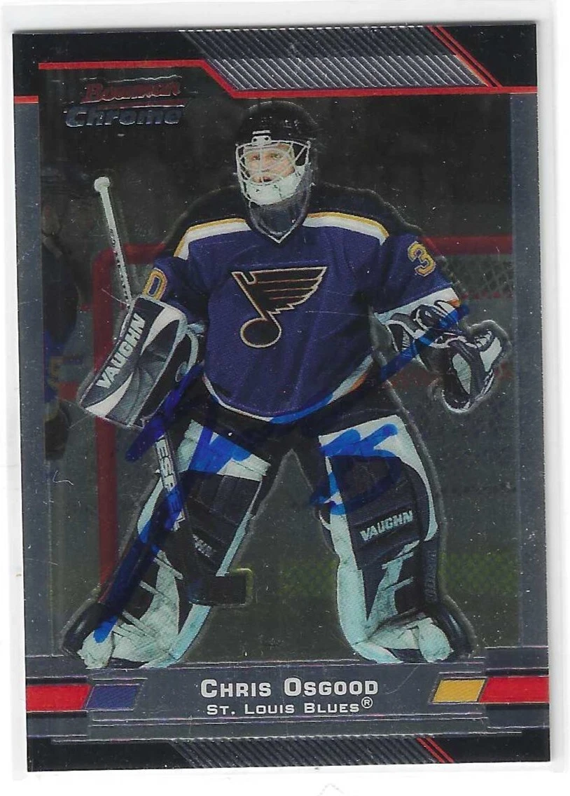 Chris Osgood Signed 2003/04 Bowman Chrome Card #53 St. Louis Blues

