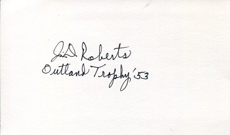 John David J. D. Roberts Oklahoma Sooners Outland Trophy HOF Signed Autograph
