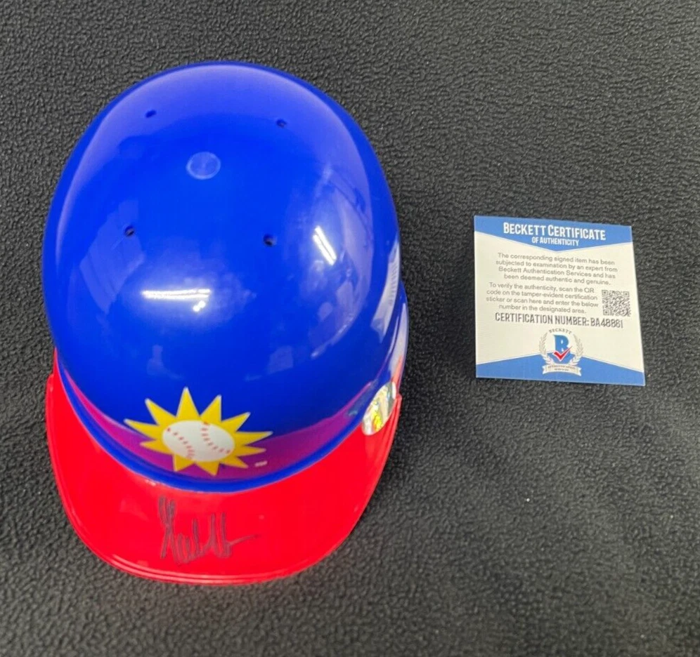 Gabe Kapler Signed Jacksonville Suns Mini Batting Helmet Beckett COA
