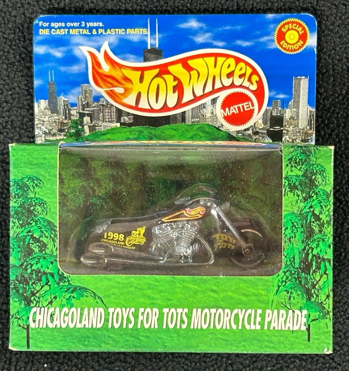 Hot Wheels 1998 Special Edition Chicagoland Toys For Tots Motorcycle Parade Bike
